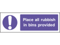 Place All Rubbish In Bins - Landscape